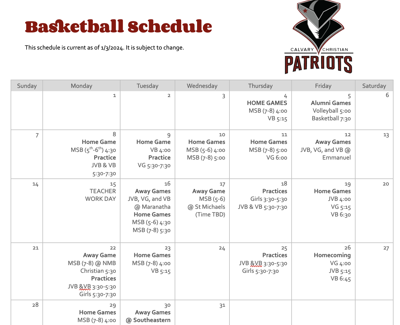 calendar-calvary-christian-school